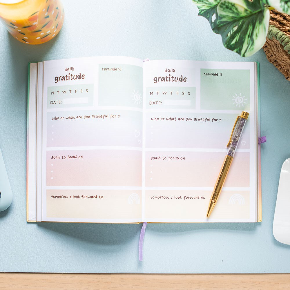 Dankbaarheid dagboek met amethist pen