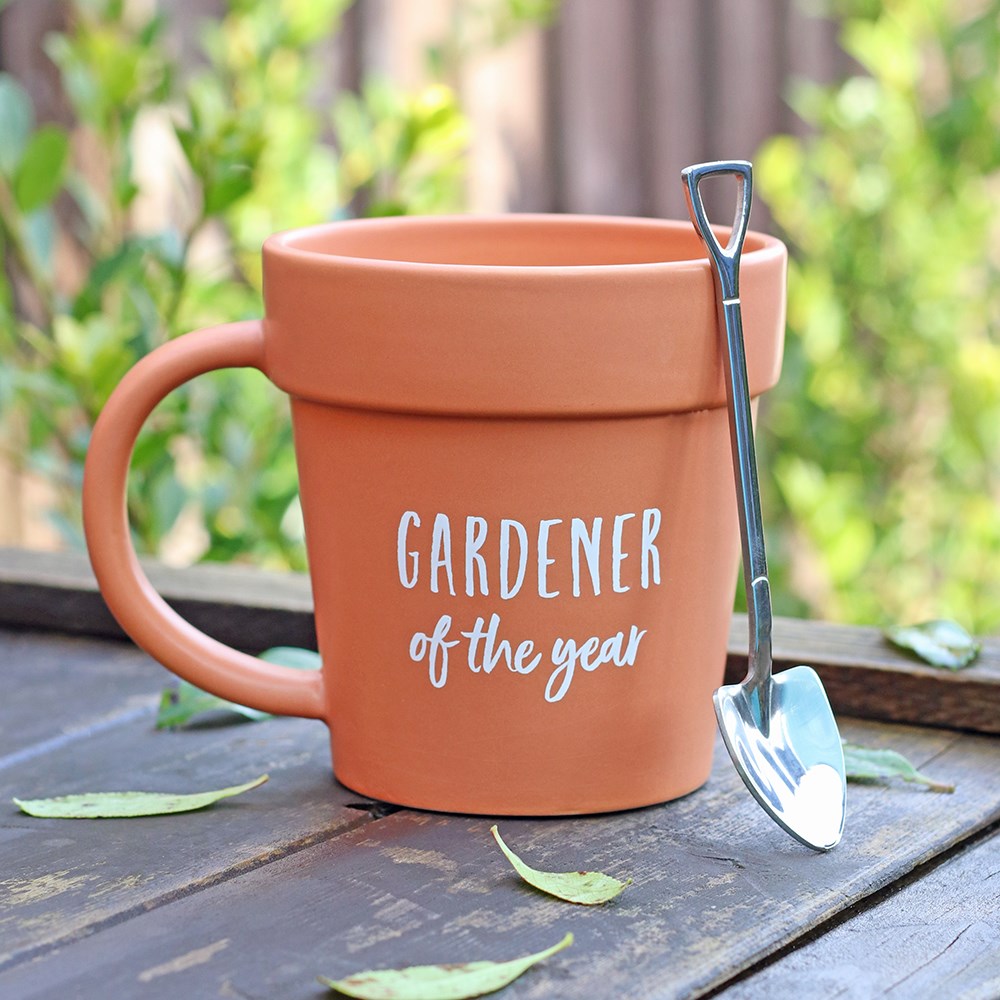Mok/beker Gardener of the year pot with shovel spoon