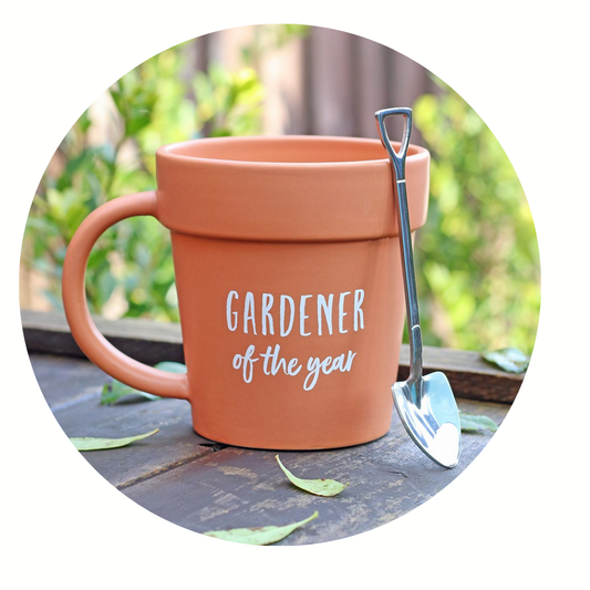 Mok/beker Gardener of the year pot with shovel spoon
