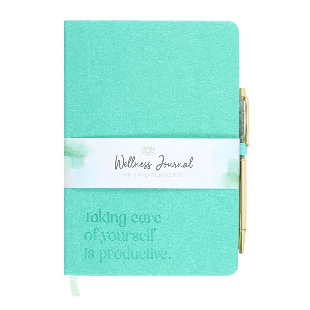 Welzijn journal met groene aventurijn pen