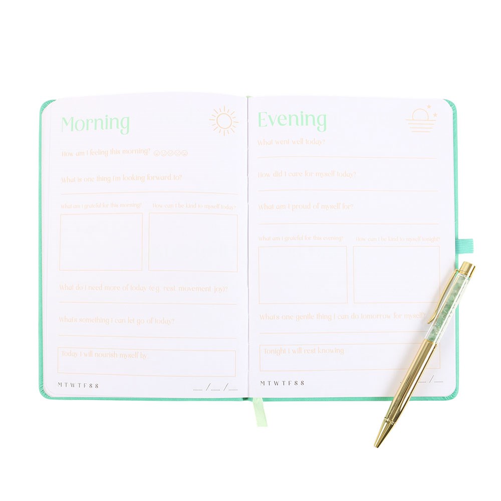 Welzijn journal met groene aventurijn pen